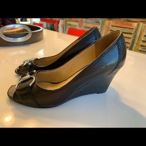 Ladies Nine West Leather Wedges with Buckle detail